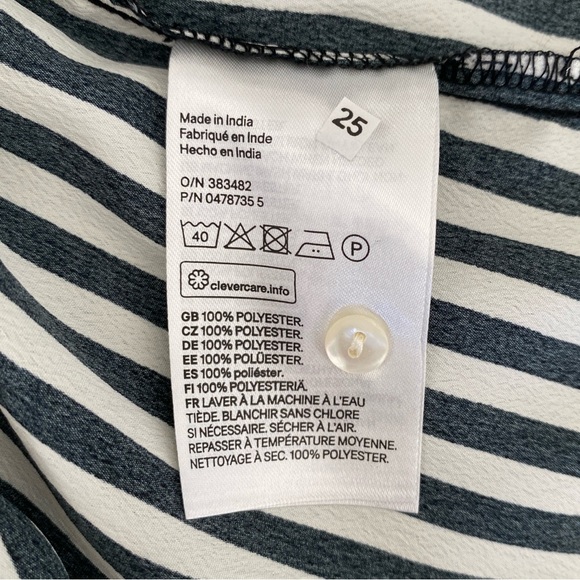 H&M Women’s Black & White Striped Button-Up Shirt Blouse - Picture 8 of 10